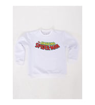 Spiderman baskılı örümcek adam pamuklu kumaş çocuk sweatshirt (Beyaz)