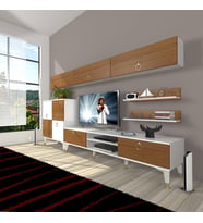 Decoraktiv Eko 8 Mdf Dvd Gold Tv Ünitesi Tv Sehpası (Beyaz - Ceviz)