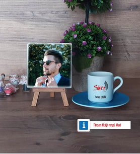 Savcı Fotoğraflı Dekoratif Taş, Ahşap Altlıklı Türk Kahvesi Fincanı Hediye (Model 5)