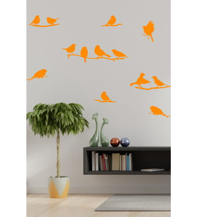 Dalda Kuş Dekoratif Duvar Sticker (Turuncu)
