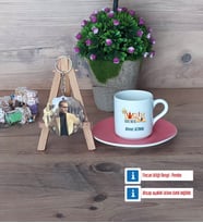 Tarih Öğretmenine Hediye Türk Kahvesi Fincanı Ahşap Altlıklı ve Fotoğraflı Ahşap Anahtarlık Hediye Öğretmenler Günü Hediyesi (Model 6)