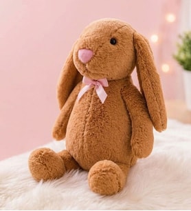 Uyku Arkadaşım PAPYONLU Uzun Kulak Bunny Peluş Tavşan 65 cm (Kahverengi)