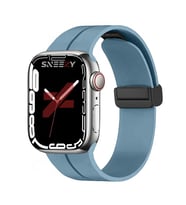 Apple Watch 42mm 44mm 45mm Seri 1 2 3 4 5 6 7 8 Se Uyumlu Coastal Manyetik Tokalı Silikon Kordon (Açık Mavi)