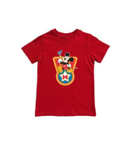 Mickey Mouse baskılı pamuklu penye kumaş yazlık çocuk tişört (Kırmızı)