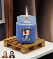 BK Gift Kişiye Özel DTF Best Friend Karikatürlü Renkli Cam Kavanozda Kokulu Mum-1(13 Renk Seçeneği), Arkadaşa Hediye, Doğum Günü Hediyesi (Mavi)