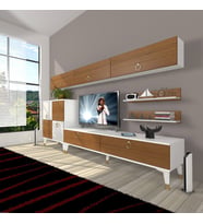 Decoraktiv Eko 8 Mdf Std Gold Tv Ünitesi Tv Sehpası (Beyaz - Ceviz)