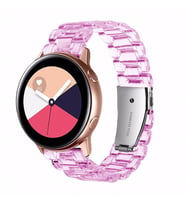 Samsung Galaxy Watch 42mm Kordon 20mm Şeffaf Baklalı Kordon (Pembe)