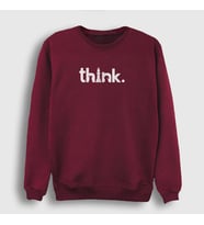 Presmono Unisex Beyaz Think Chess Satranç Sweatshirt 341589tt (Bordo)