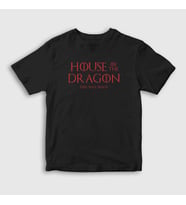 Presmono Unisex Çocuk Kırmızı Fire Will Reign House Of The Dragon T-Shirt 344417tt (Siyah)