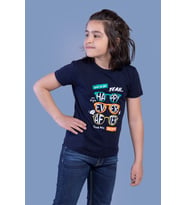 Toontoy Erkek Çocuk Gözlük Baskılı Tişört (Lacivert)