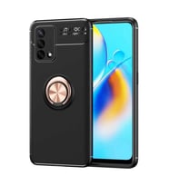 Oppo A74 4G Kılıf Mıknatıslı Yüzüklü Standlı Yumuşak Silikon Kapak Ravel (Siyah-Rose Gold)