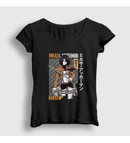 Presmono Kadın Haki Mikasa Fan Anime Attack On Titan T-Shirt 125322tt (Siyah)
