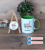 Drama Öğretmeni Kupa Bardak Kırmızı ve Ahşap Anahtarlık Hediye (Model 13)