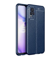 Vivo V21E Kılıf Deri Görünümlü Slim Silikon (Lacivert)
