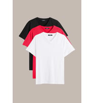 Erkek Çok Renkli T- Shirt Regular Fit Rahat Kesim V Yaka 3'lü Basic Tişört Paketi (Kırmızı)