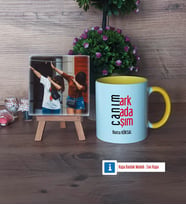 Arkadaşa Hediye Fotoğraflı Dekoratif Taş, Kupa Bardak Beyaz Hediye (Model 7)