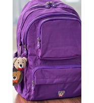 Nemo Bags Orta Boy Okul Çantası Laptop ve Seyahat Sırt Çantası Su Geçirmez Ayıcık Anahtarlık Hediyeli (Mor)