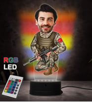 Doğum Günü Hediyesi,Sevgiliye Hediye, Kişiye Özel Fotoğraflı Asker  Karikatür 3D Led Lamba (RGB)