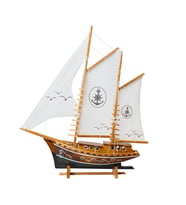 Bez Yelkenli Özel Tasarım Ahşap Maket, Tekne Modeli El Yapımı Ev, Ofis Hediye ve Aksesuarı (Siyah)