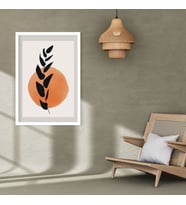 Tekli Ahşap Lamine Çerçeveli Mdf Tablo Çizgisel Ağaç Dalı (Beyaz)