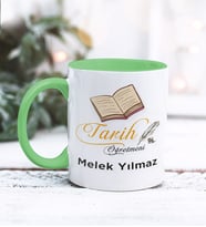 Tarih Öğretmeni Tasarımlı Kişiye Özel Kupa Bardak (Yeşil)