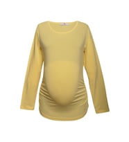 LuvmaBelly 2301-2309 Pamuklu Uzun Kollu Hamile T-Shirt (Sarı)