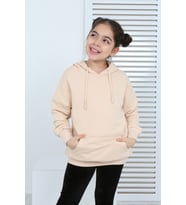 Toontoy Kız Çocuk Kanguru Cepli Sweatshirt (Bej)
