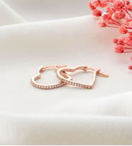 925 Ayar Gümüş Zirkon Taşlı Kalp Küpe (Rose)