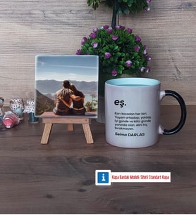 Eşe Hediye Fotoğraflı Dekoratif Taş, Kupa Bardak Beyaz Hediye (Model 9)