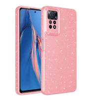 Xiaomi Redmi Note 12 Pro 4G Kılıf Kamera Korumalı Simli Lüks Işıltılı Silikon (Pembe)