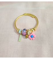 kadın papatya figürlü çelik pandora (Pembe)
