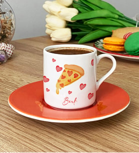 Kişiye Özel Pizza Lover Türk Kahvesi Fincanı (Turuncu)
