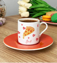 Kişiye Özel Pizza Lover Türk Kahvesi Fincanı (Turuncu)