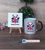 Sevimli Panda Dekoratif Taş, Kupa Bardak Kırmızı Hediye (Model 8)