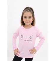 Toontoy Kız Çocuk Baskılı Tişört (Açık Pembe)