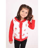 Toontoy Kız Bebek Hırka Çiçek Baskılı (Kırmızı)