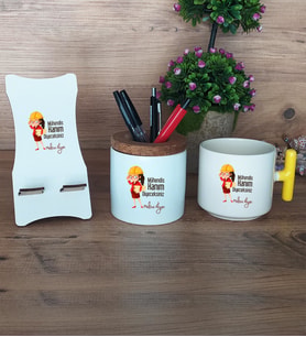 Mühendis Hanım Diyeceksiniz Hediye Sepeti Kupa Bardak T Kulplu, Kalemlik ve Ahşap Telefon Standı Kadın Mühendise Mühendisler Günü Hediyesi (Model 5)