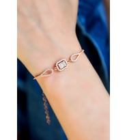 Papatya Silver 925 Ayar Gümüş Baget Taşlı Kadın Bileklik (Rose)
