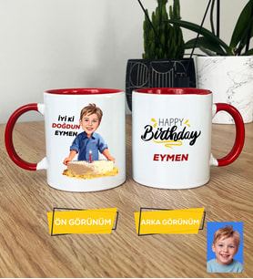 Kişiye Özel Karikatürlü Erkek Çocuğa Hediye Kupa Bardak Erkek Çocuk Hediyeleri Doğum Günü Hediyesi (Kırmızı)