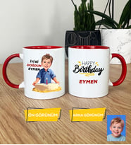 Kişiye Özel Karikatürlü Erkek Çocuğa Hediye Kupa Bardak Erkek Çocuk Hediyeleri Doğum Günü Hediyesi (Kırmızı)