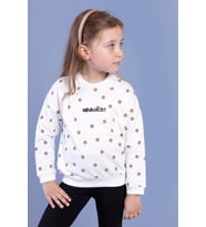 Toontoy Kız Çocuk Puantiye Desenli Sweatshirt (Ekru)