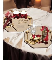 Affinity Sekizgen Gold Söz Nişan Tepsisi ve Damat Kahvesi (Kırmızı)