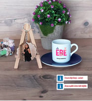 Ebe Türk Kahvesi Fincanı Ahşap Altlıklı ve Fotoğraflı Ahşap Anahtarlık Hediye (Model 4)