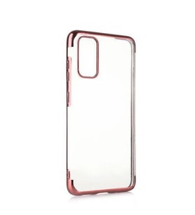 Realme C15 Kılıf İnce Köşeleri Renkli Şeffaf Silikon (Rose)