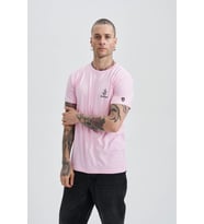 Face Of Niho Erkek Nakış T-Shirt (Pembe)