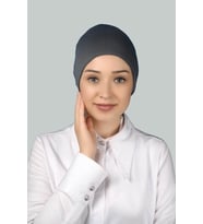 Hazır Pratik Geçmeli Uzun Boru Tesettür Bonesi (Füme)