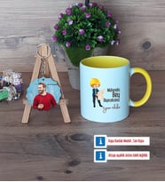 Mühendisler Günü Hediyesi Kupa Bardak Beyaz ve Fotoğraflı Ahşap Anahtarlık Hediye (Model 7)