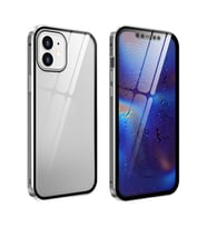 İPhone 12 Mıknatıslı 360 Derece Ön ve Arka Cam Full Korumalı Manyetik Kılıf (Gri)