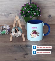 İsme Özel Doğum Günü Hediyesi Kupa Bardak Beyaz ve Fotoğraflı Ahşap Anahtarlık Hediye (Model 3)