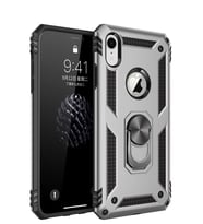 Microsonic Apple iPhone XR Kılıf Military Ring Holder (Gümüş)
